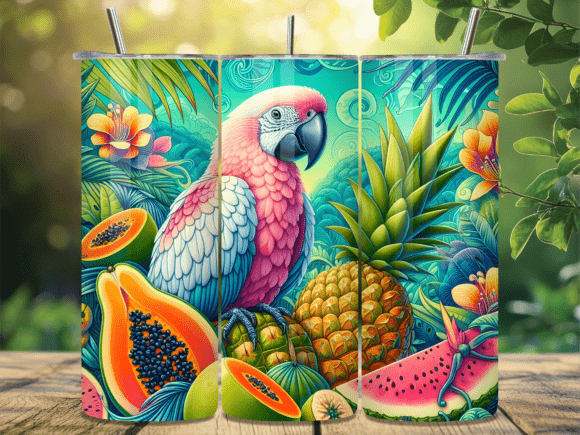 Download Tropical Parrot Fruit Summer Tumbler PNG - Summer tumbler png Collection