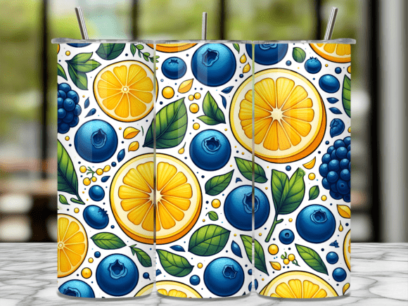 Download Lemon Blueberry Berry Summer Tumbler Png - Summer tumbler png Collection