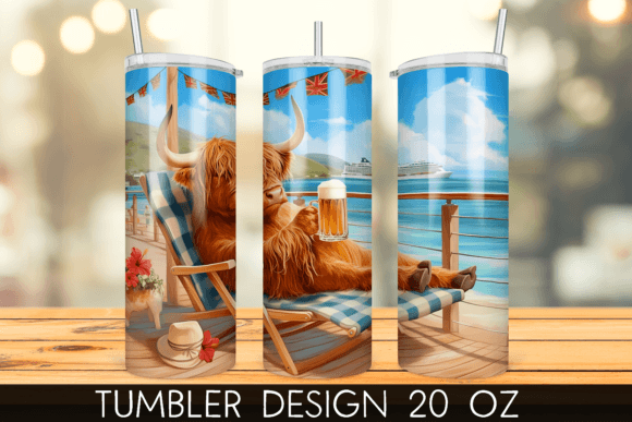 Download Vacation Beach Highland Cow Tumbler Wrap - Premium Resources