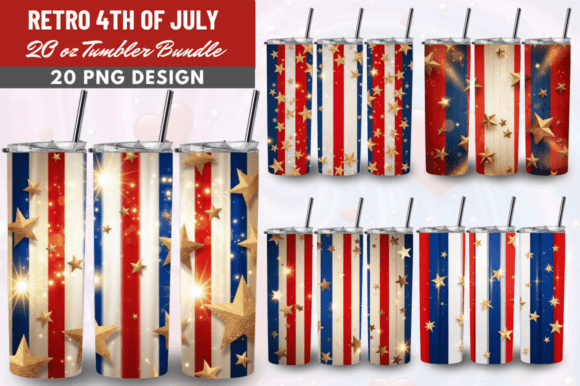 Download Retro 4Th of July Tumbler Wrap Bundle - 4th of july tumbler Collection