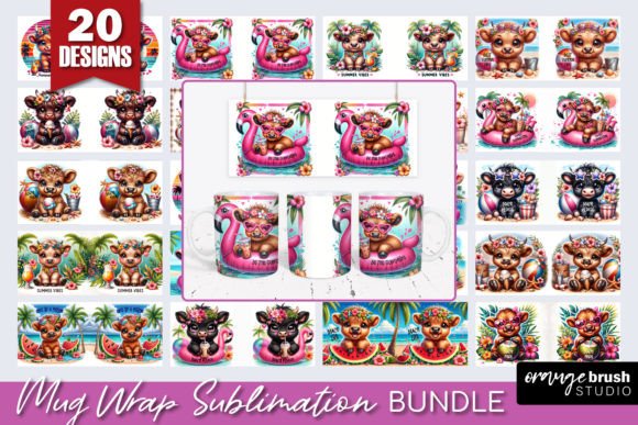 Download Beach Highland Cow Mug Wrap Bundle - Premium Bundle