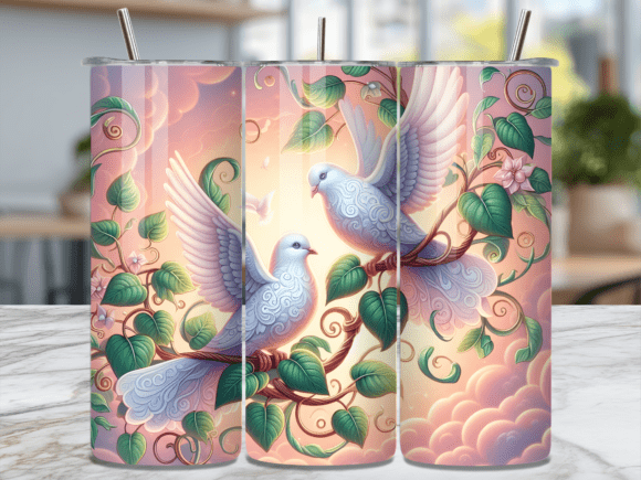 Download Floral White Dove Bird Tumbler Wrap - Bird tumbler wrap Collection