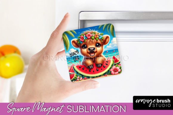 Download Beach Highland Cow Magnet Sublimation - Beach highland cow Collection