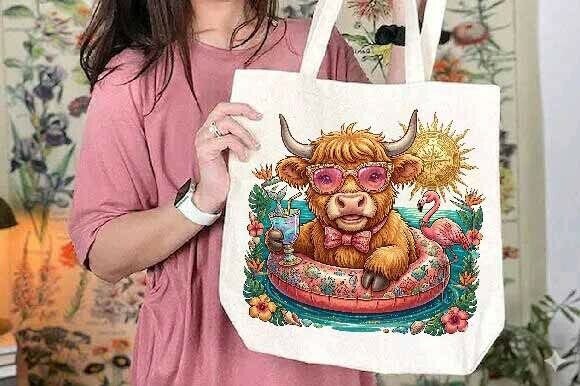 Download Cute Highland Cow Summer PNG, Funny Pool - Highland cow summer Collection