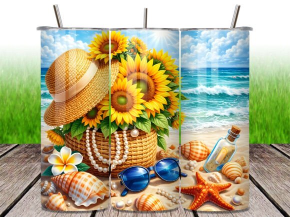 Download Beach Sunflower Shell Summer Tumbler PNG - Summer tumbler png Collection