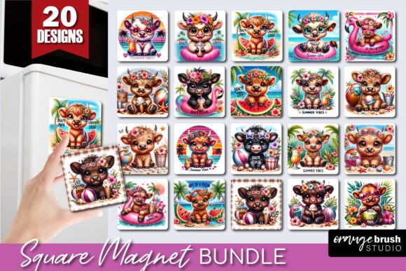 Download Beach Highland Cow Magnet Bundle - Premium Resources